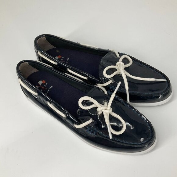 Cole Haan Womens Nantucket Camp Moc Slip On Lace Navy Blue W05747 Size 8B - Picture 2 of 10